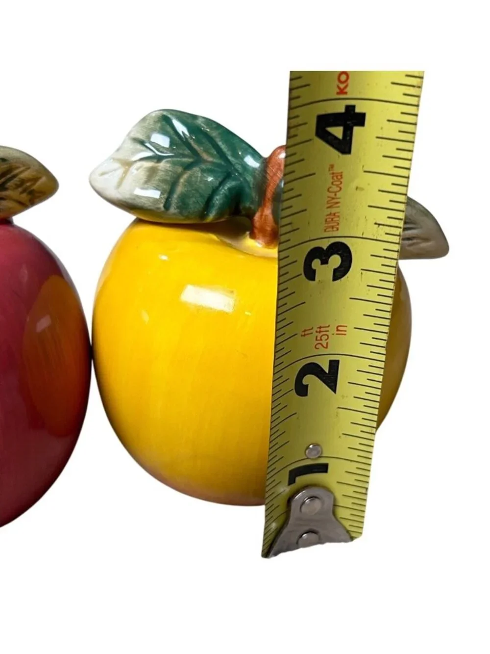 Oneida Apple Shaped Salt & Pepper Shakers Ceramic Red & Yellow Vintage Style